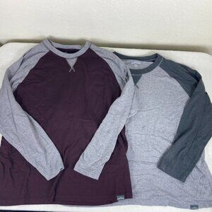 Eddie Bauer Men’s XXL Raglan Long Sleeve Shirts Lot 2 Burgundy Gray